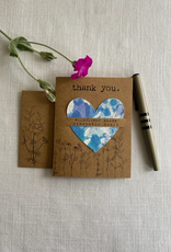 Birthday Wildflower Seed Heart Card - Blue Tie Dye