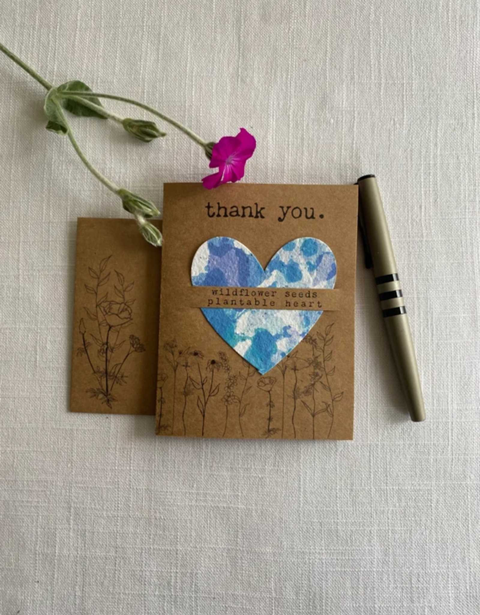 Birthday Wildflower Seed Heart Card - Blue Tie Dye