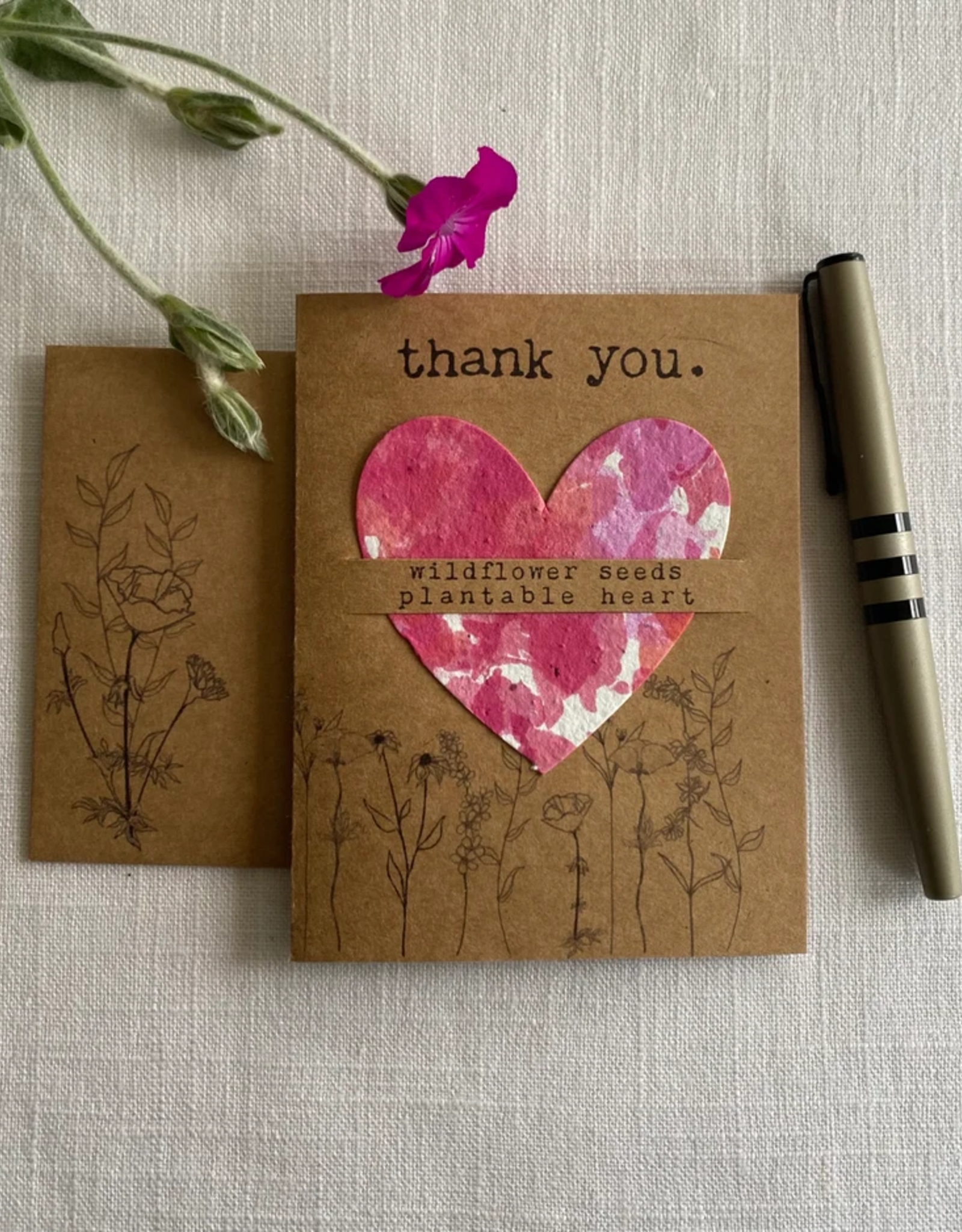 Birthday Wildflower Seed Heart Card - Red Tie Dye