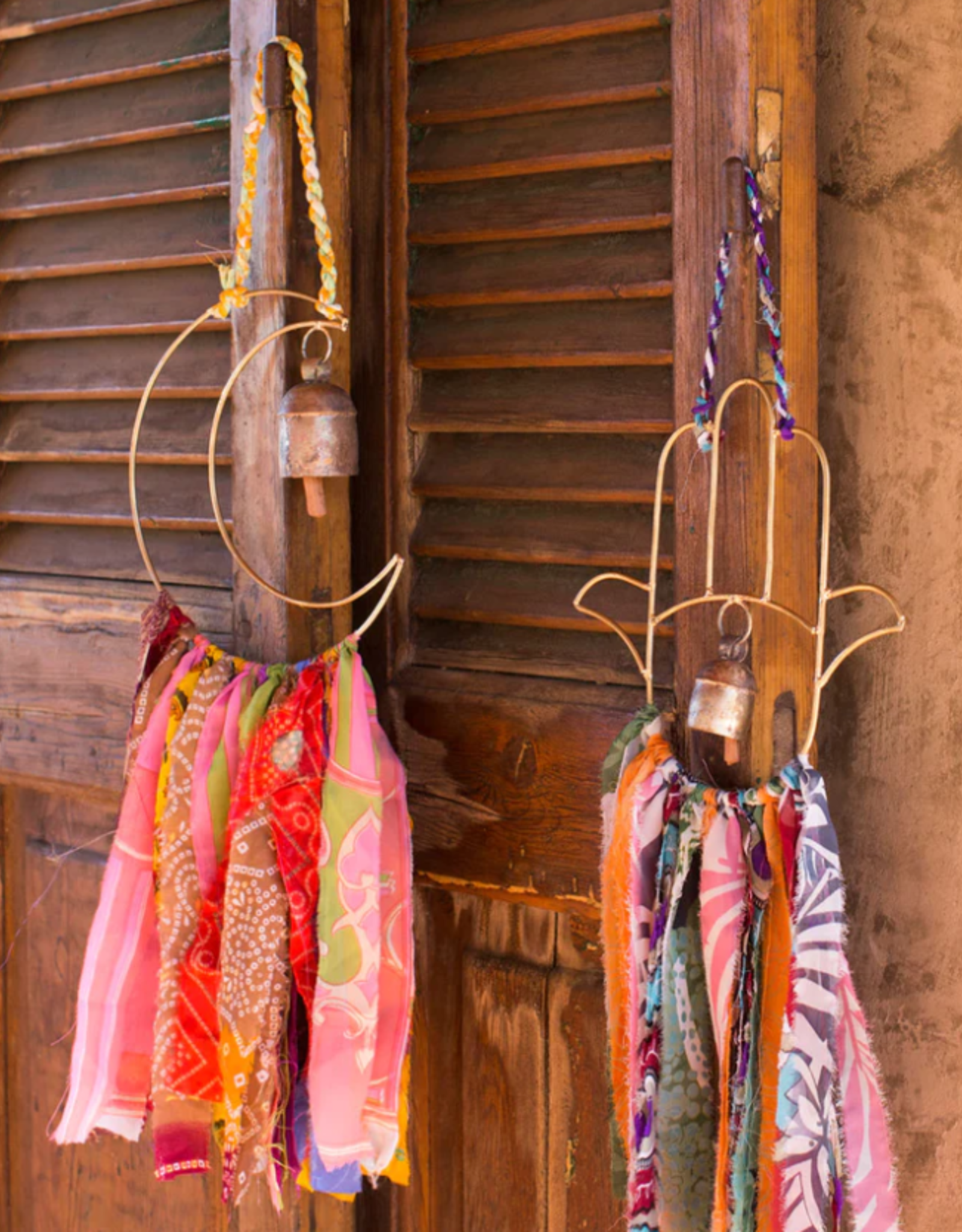 Matr Boomie Swapna Wind Chime with Bell and Upcycled Sari Fabric Tassels - Lunar*