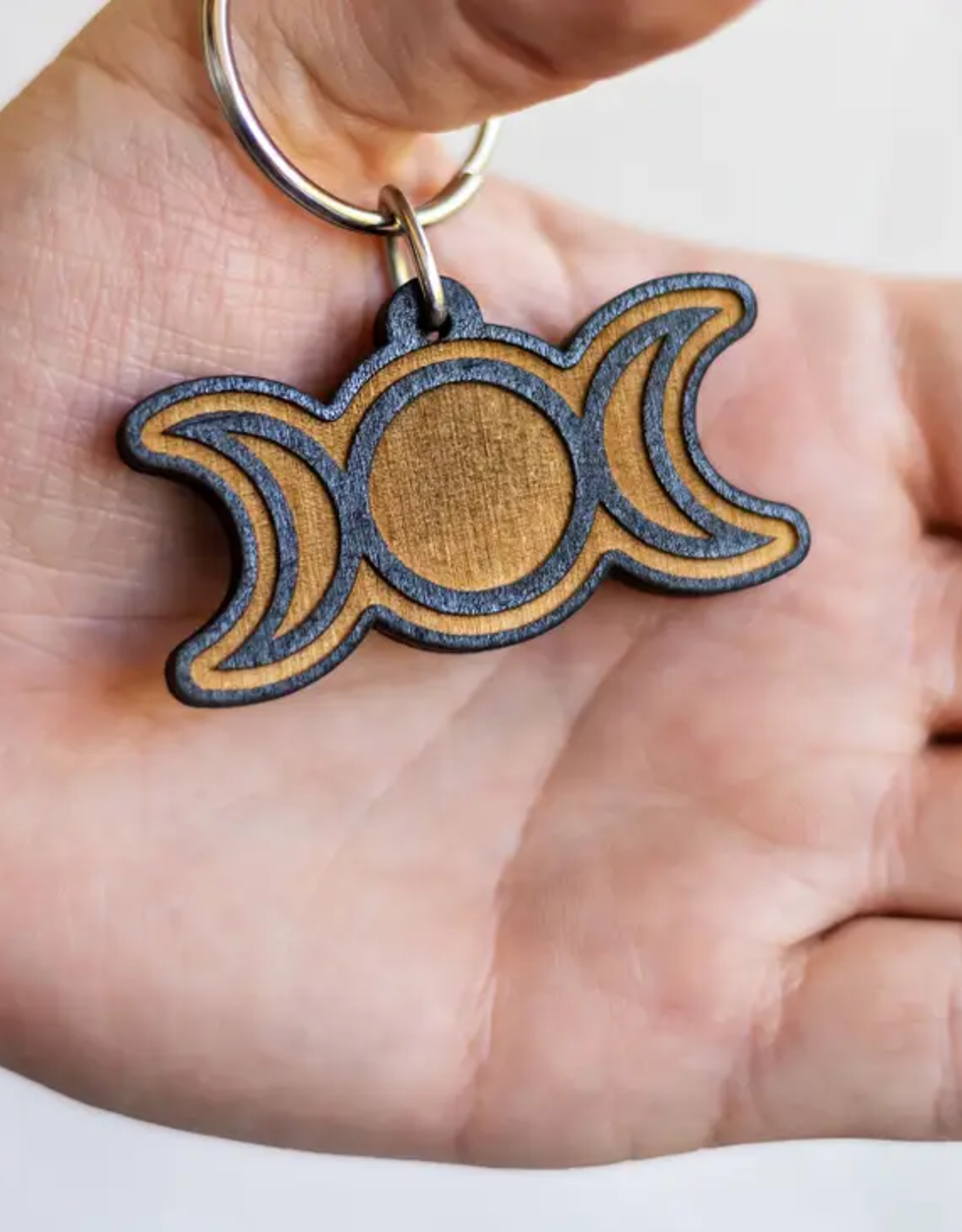 Most Amazing *Triple Moon Wooden Keychain