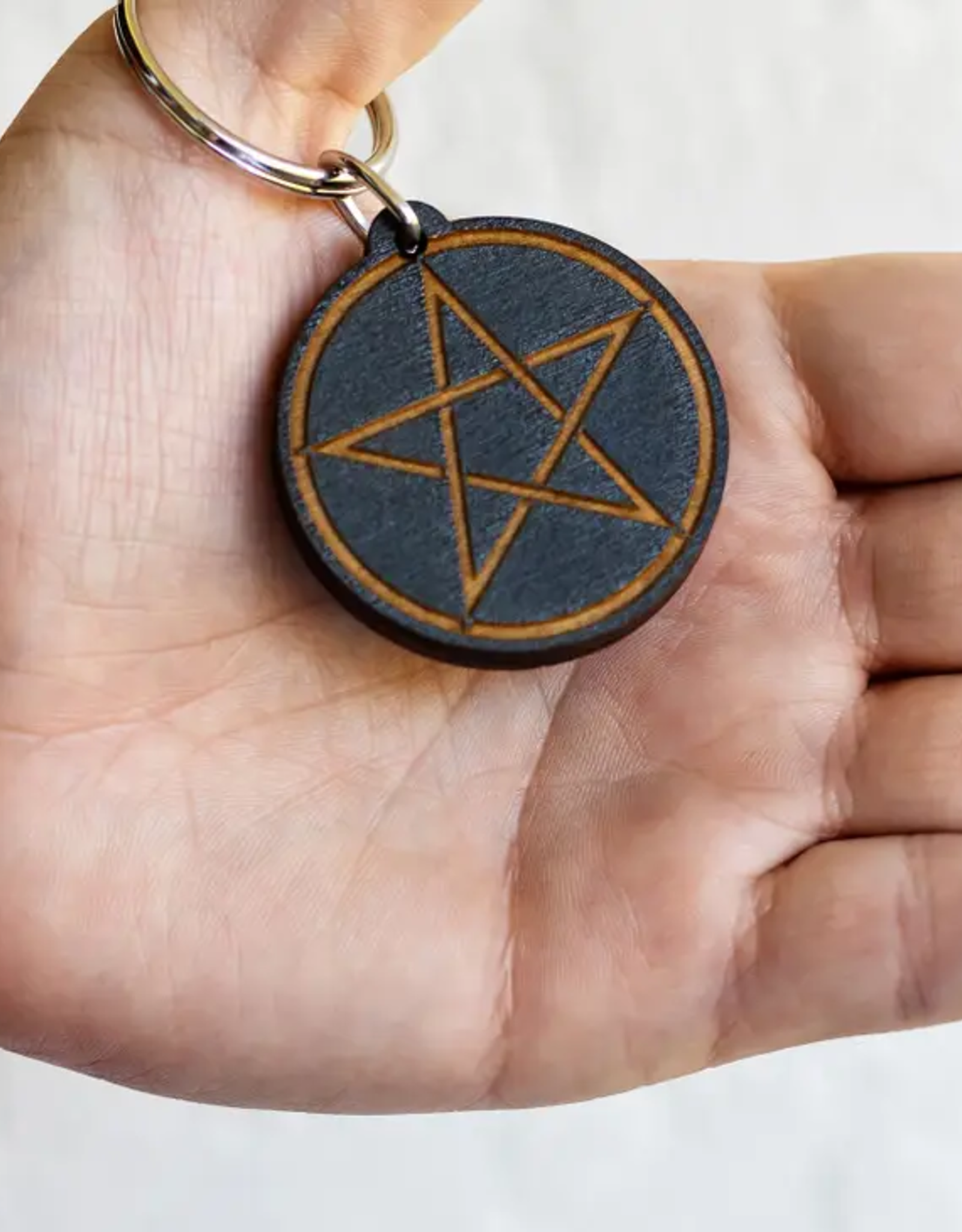 *Pentagram Wooden Keychain
