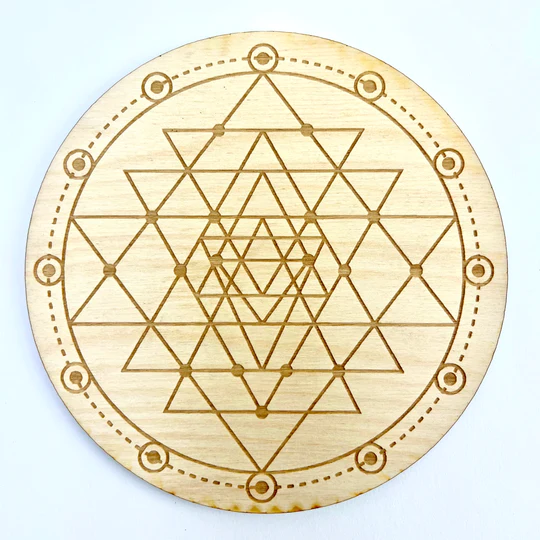 Crystal Grid Plate Sri Yantra Sacred Geometry Healing,Wooden Crystal Grid  (12 inch) at Rs 360/piece in Khambhat