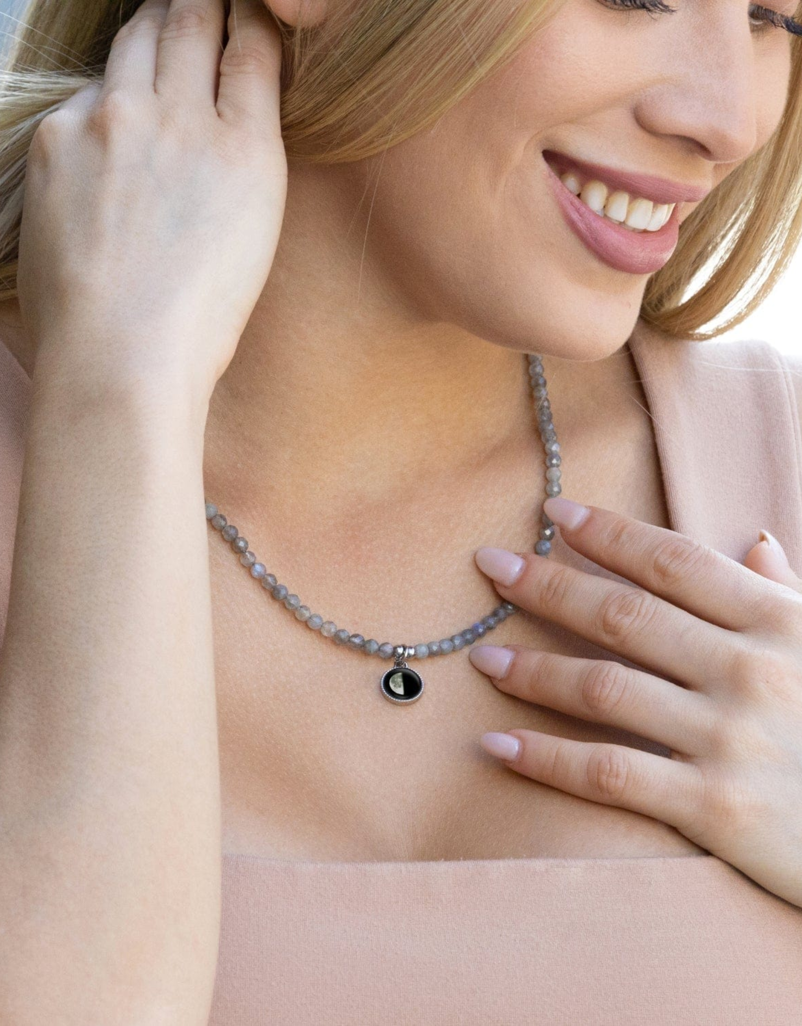 *Bhavana Crystal Necklace  Gray Agate