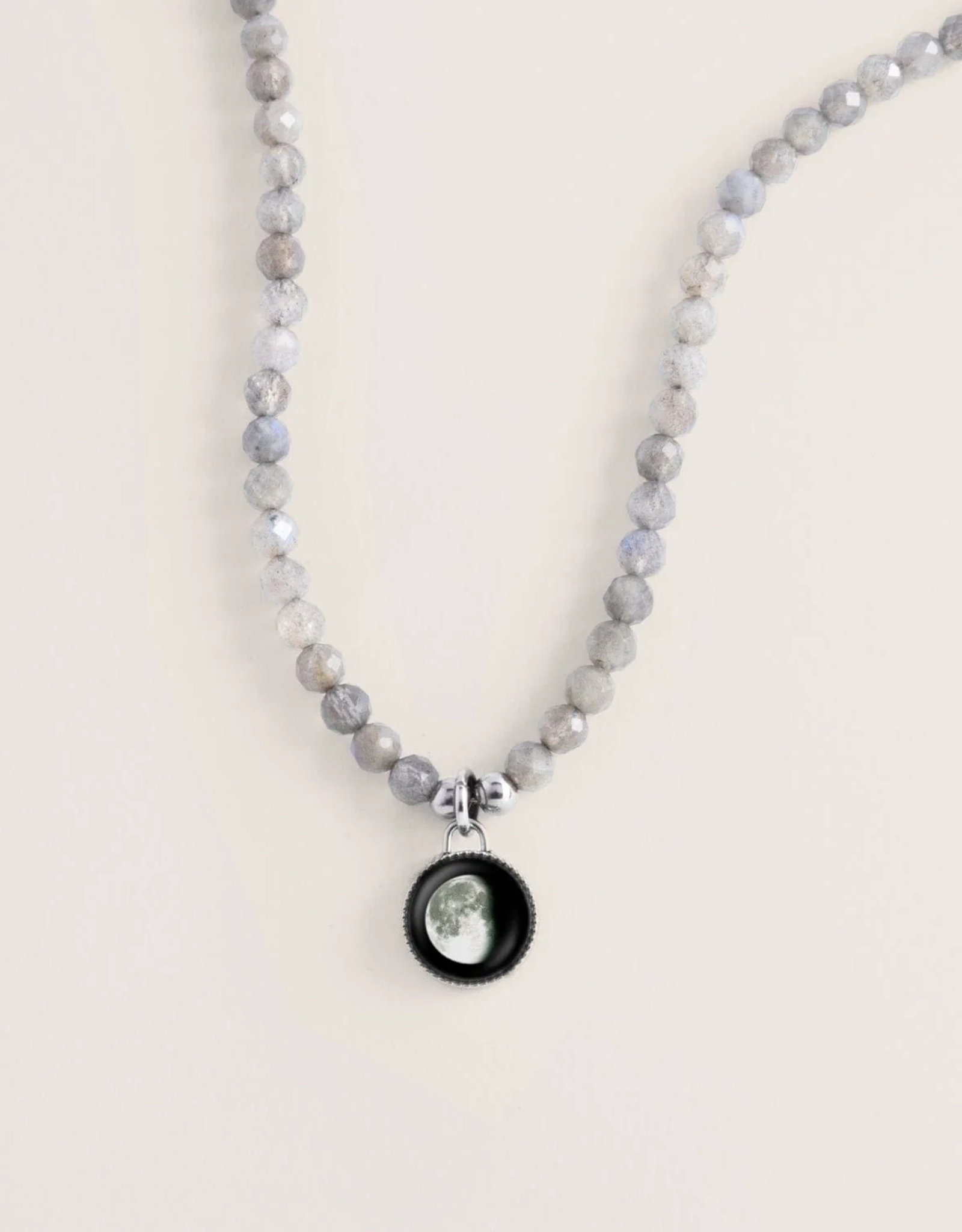 *Moonglow Bhavana Crystal Necklace  Gray Agate