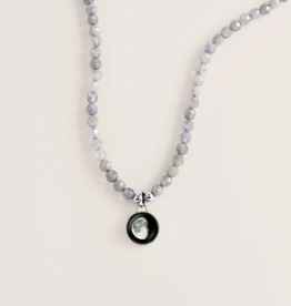 Moonglow Bhavana Crystal Necklace  Gray Agate