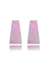 Pink Rainbow Moonstone Stud Earrings Polished - Large