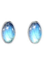 Rainbow Moonstone Stud Earrings Polished - Large