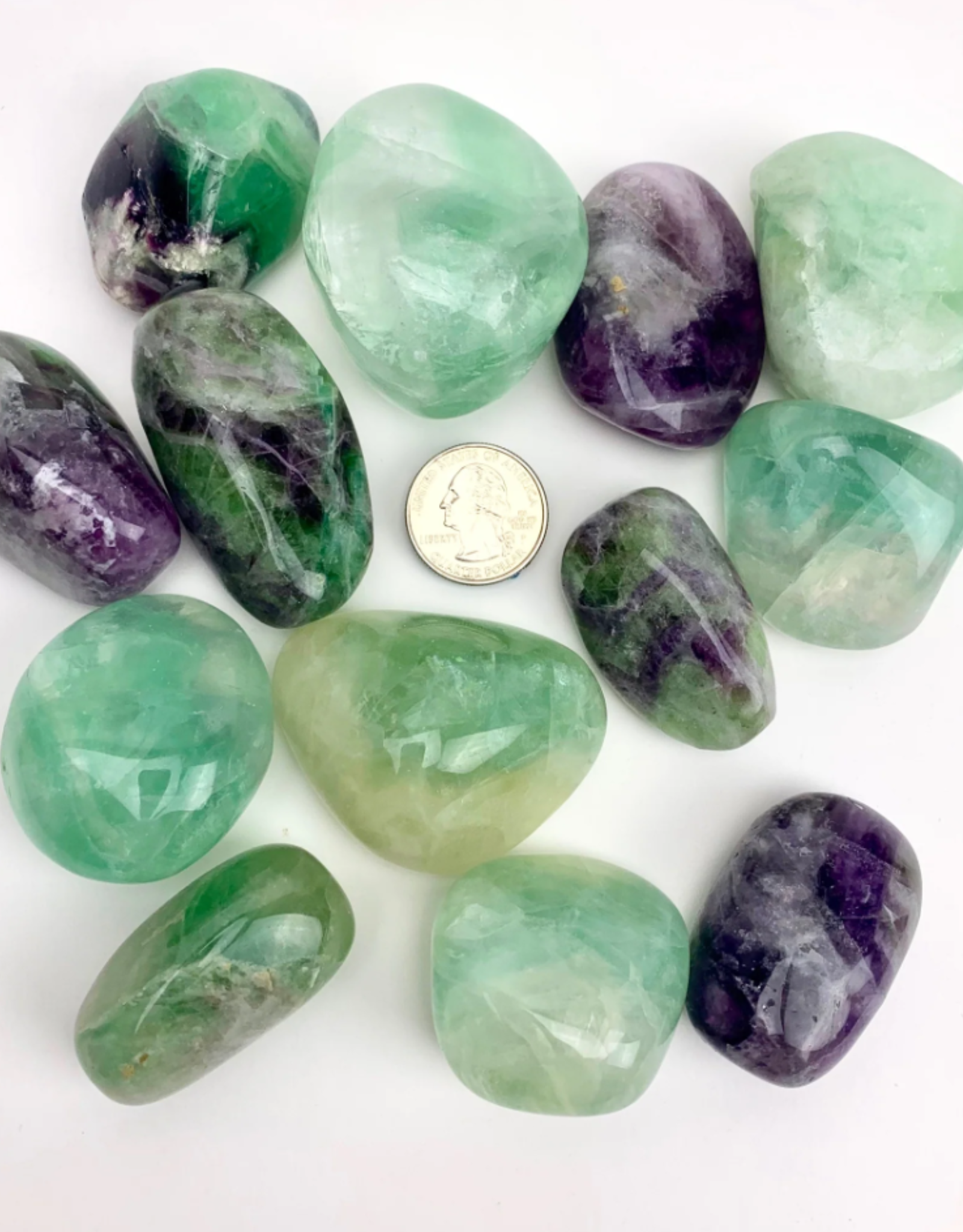 Fluorite | "A" Grade | Tumbled | Natural Palmstone | 40-60mm