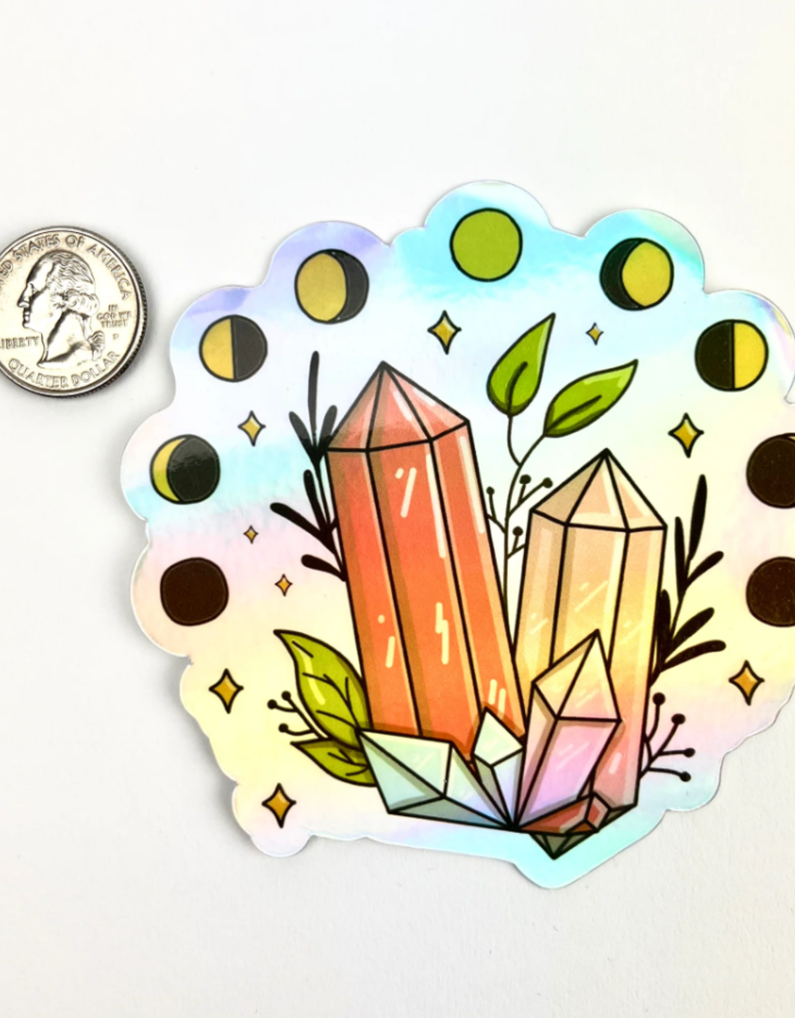 *Crystal Moon Phases - Holographic | Vinyl Stickers