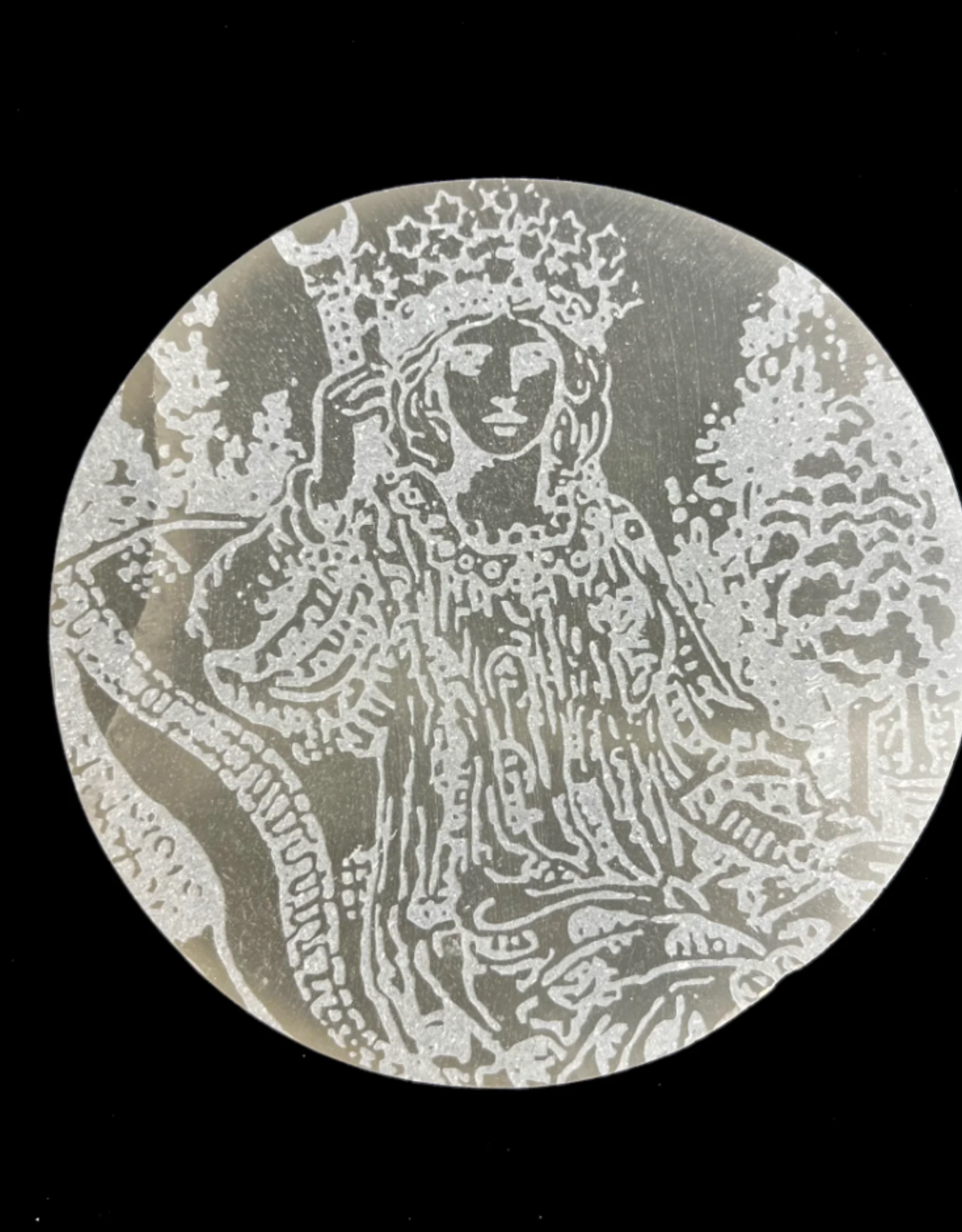 Pelham Grayson Major Arcana Etched | Selenite Crystal Charging Plate | 9-10 cm | High Priestess