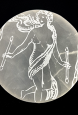 The World | Major Arcana Etched | Selenite Crystal Charging Plate | 10 cm