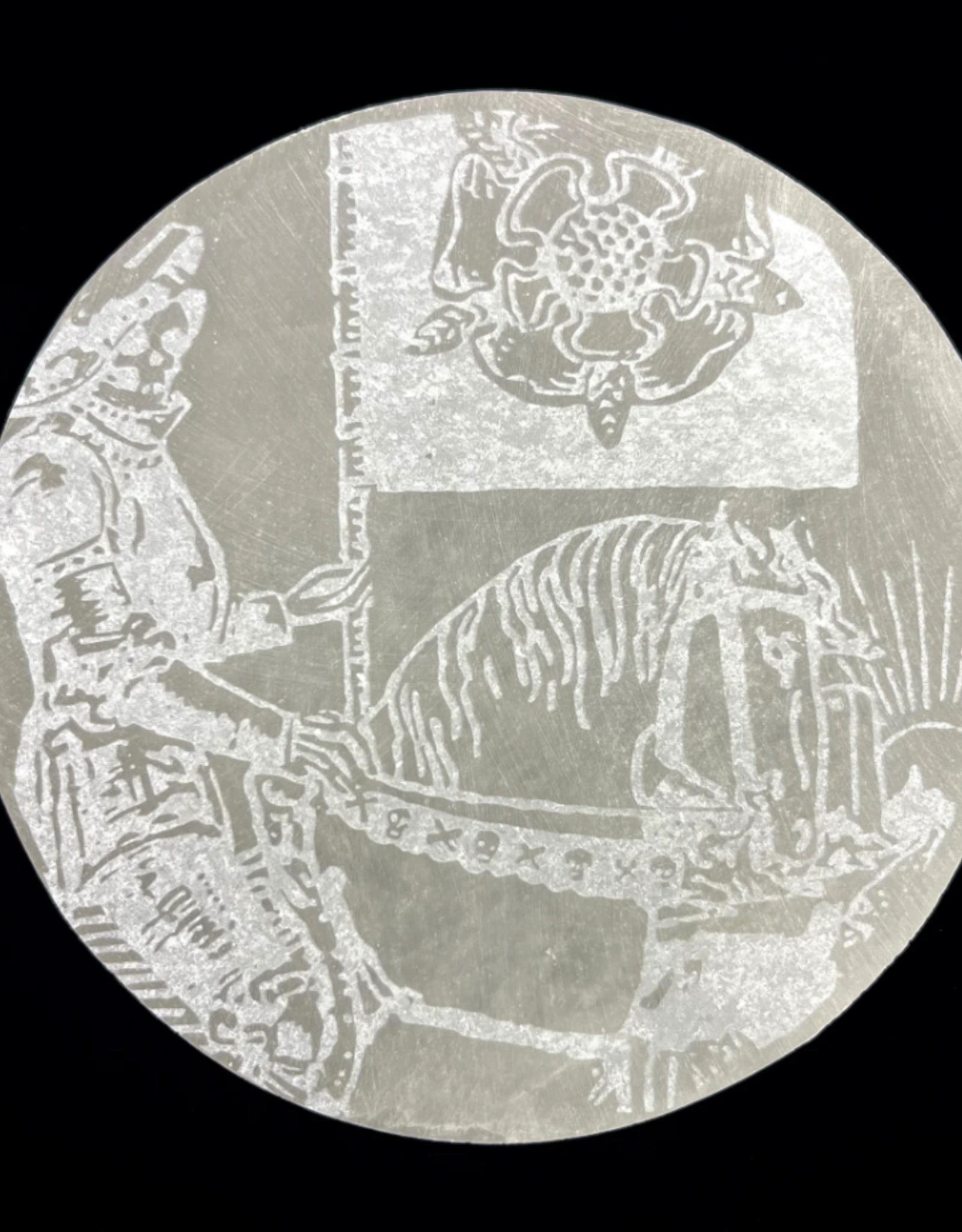 Death | Major Arcana Etched | Selenite Crystal Charging Plate | 9-10 cm