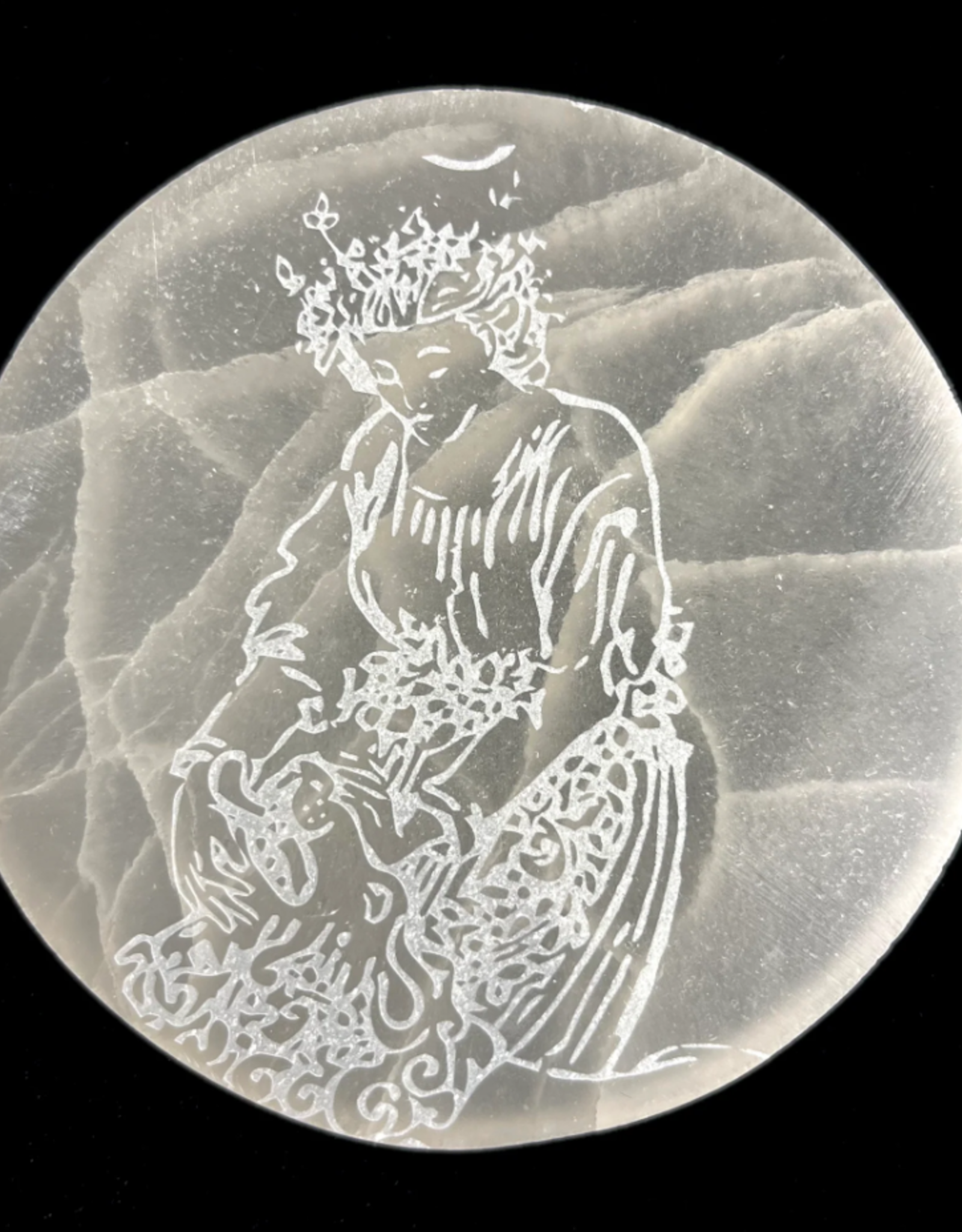 Strength | Major Arcana Etched | Selenite Crystal Charging Plate | 10 cm