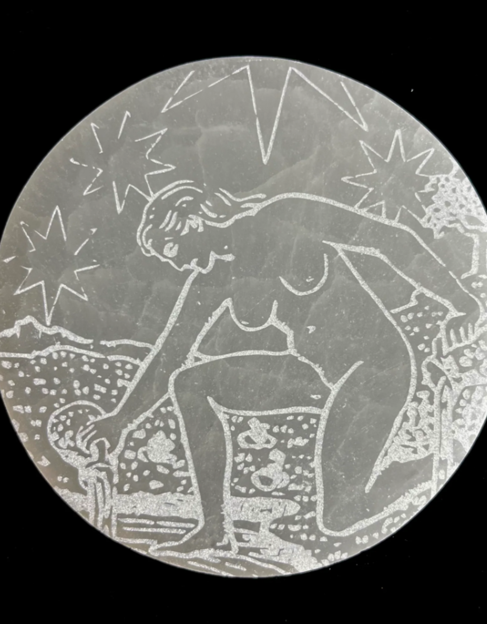 Pelham Grayson Major Arcana Etched | Selenite Crystal Charging Plate | 9-10 cm | The Star