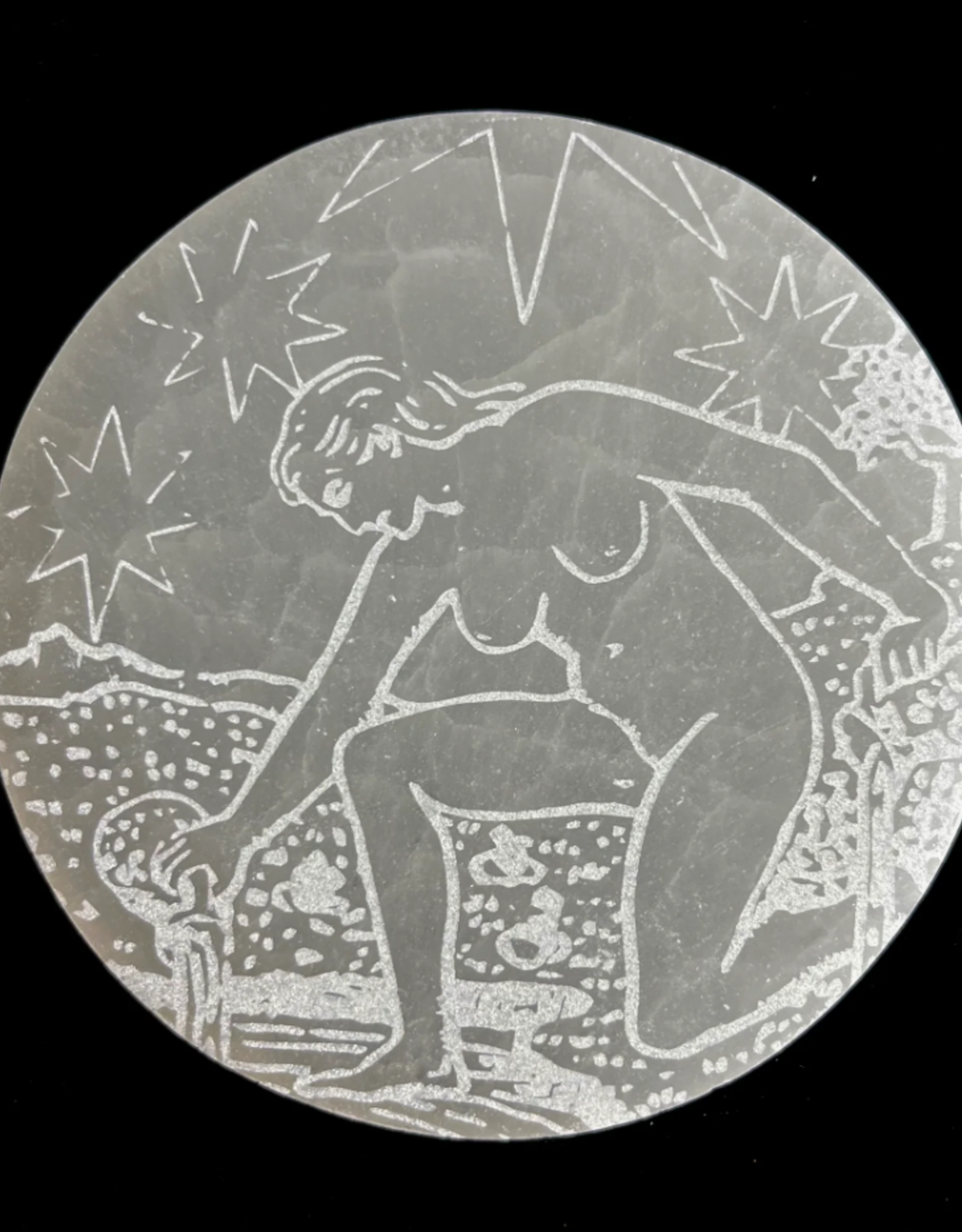 The Star | Major Arcana Etched | Selenite Crystal Charging Plate | 9-10 cm