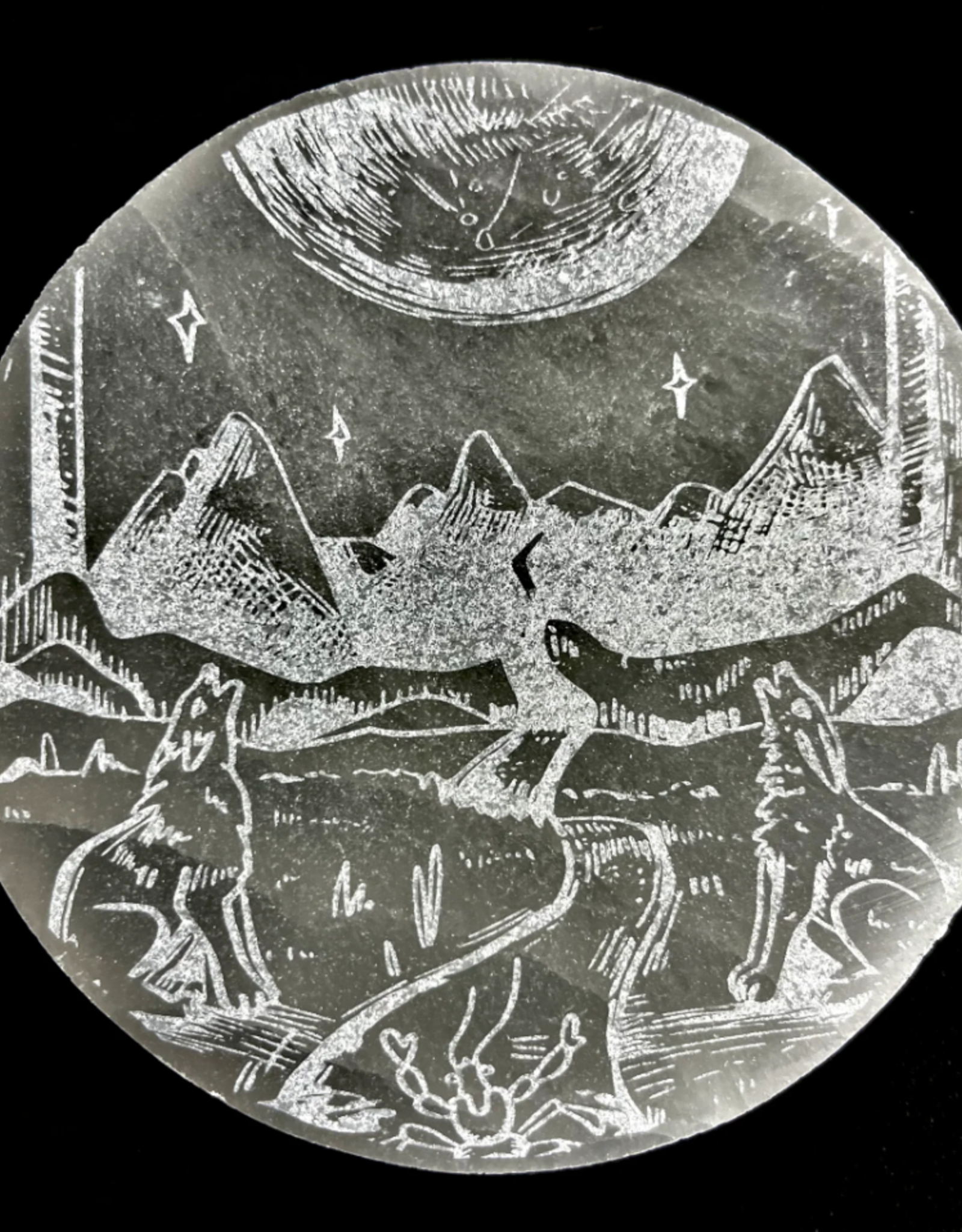 Pelham Grayson Major Arcana Etched | Selenite Crystal Charging Plate | 9-10 cm | The Moon