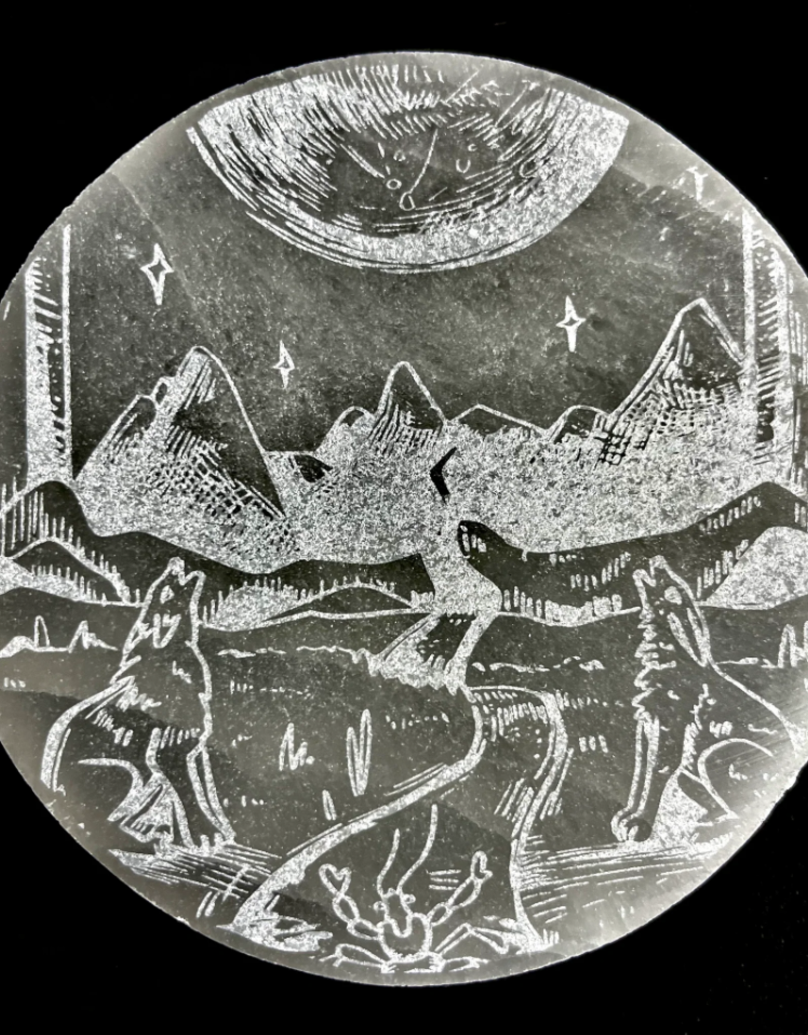 The Moon | Major Arcana Etched | Selenite Crystal Charging Plate | 10 cm