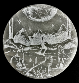 The Moon | Major Arcana Etched | Selenite Crystal Charging Plate | 10 cm