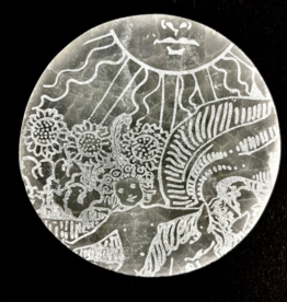 The Sun | Major Arcana Etched | Selenite Crystal Charging Plate | 10 cm