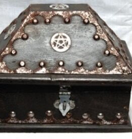 New Age Imports, Inc. Pentacle Inlaid Wood Chest - Black