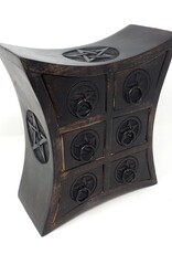 Chest - Pentagram Wooden with 6 Drawers: 9.5"H x 8"W x 4"D
