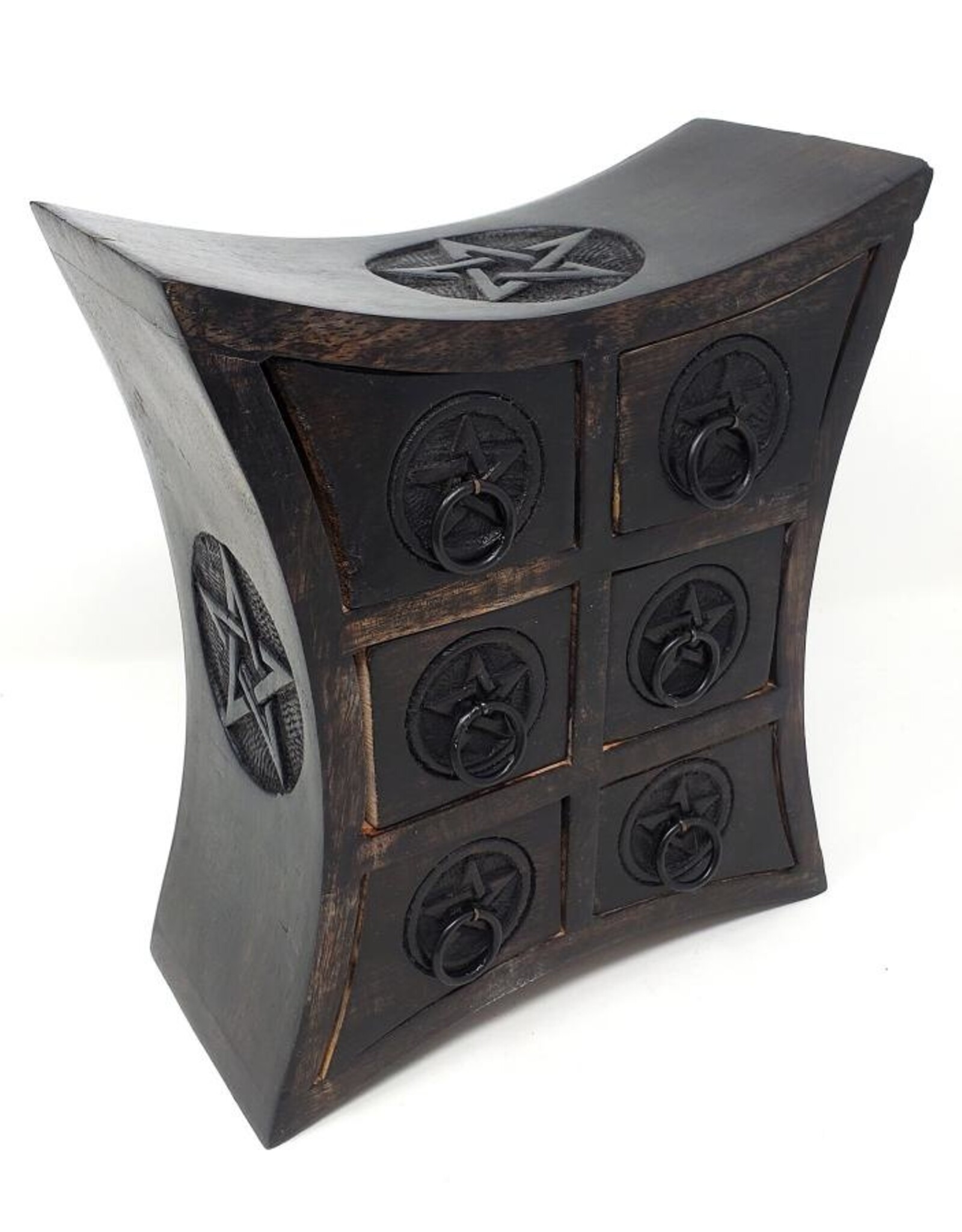 Chest - Pentagram Wooden with 6 Drawers: 9.5"H x 8"W x 4"D