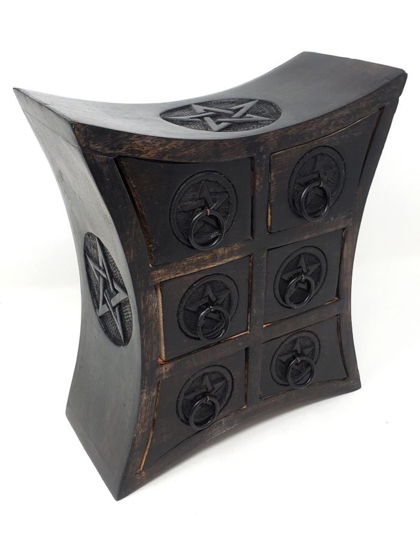 New Age Imports, Inc. Pentagram Wooden Chest with 6 Drawers: 9.5"H x 8"W x 4"D