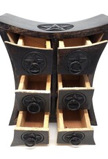 Chest - Pentagram Wooden with 6 Drawers: 9.5"H x 8"W x 4"D
