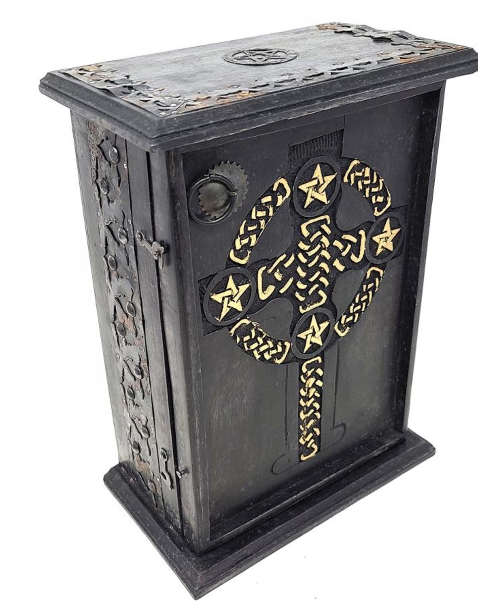 Chest - Wood Pentagram & Celtic Cross 11 x 8 x 4.5