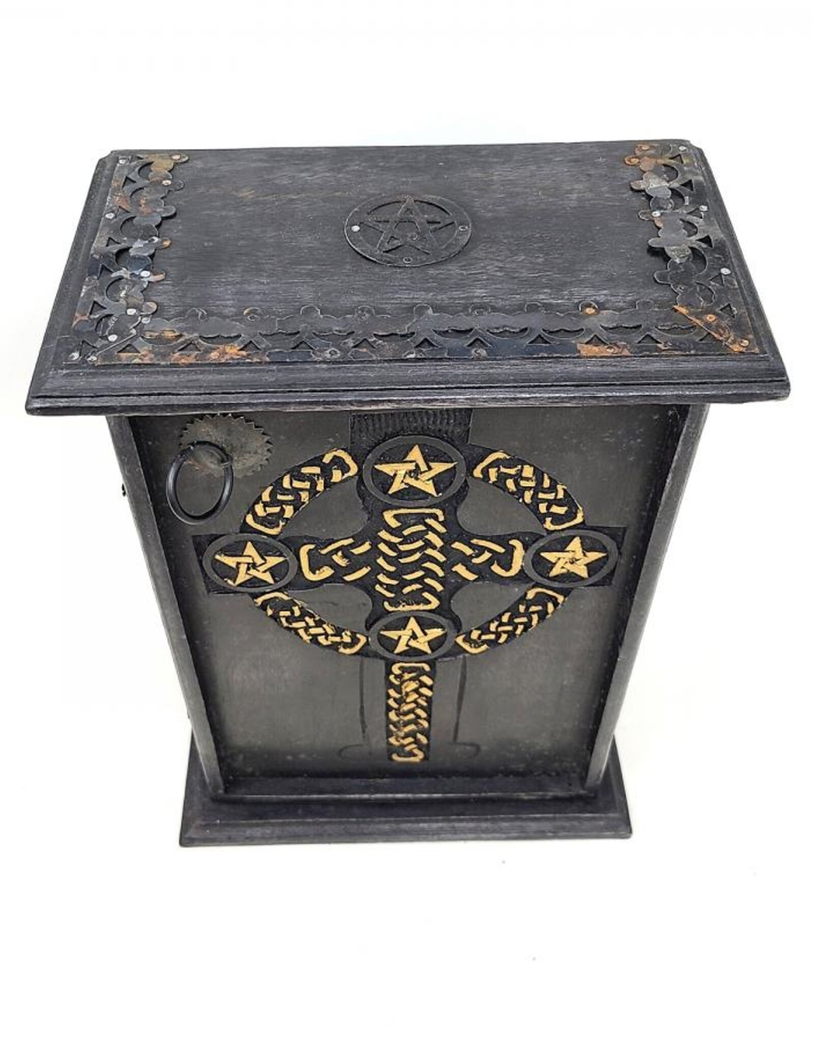 Chest - Wood Pentagram & Celtic Cross 11 x 8 x 4.5