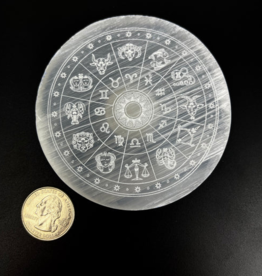 Selenite Zodiac Plate 10 cm
