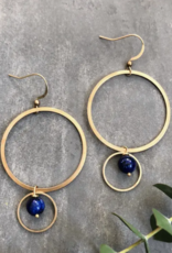 *Belmont Earrings - Lapis Lazuli & Brass