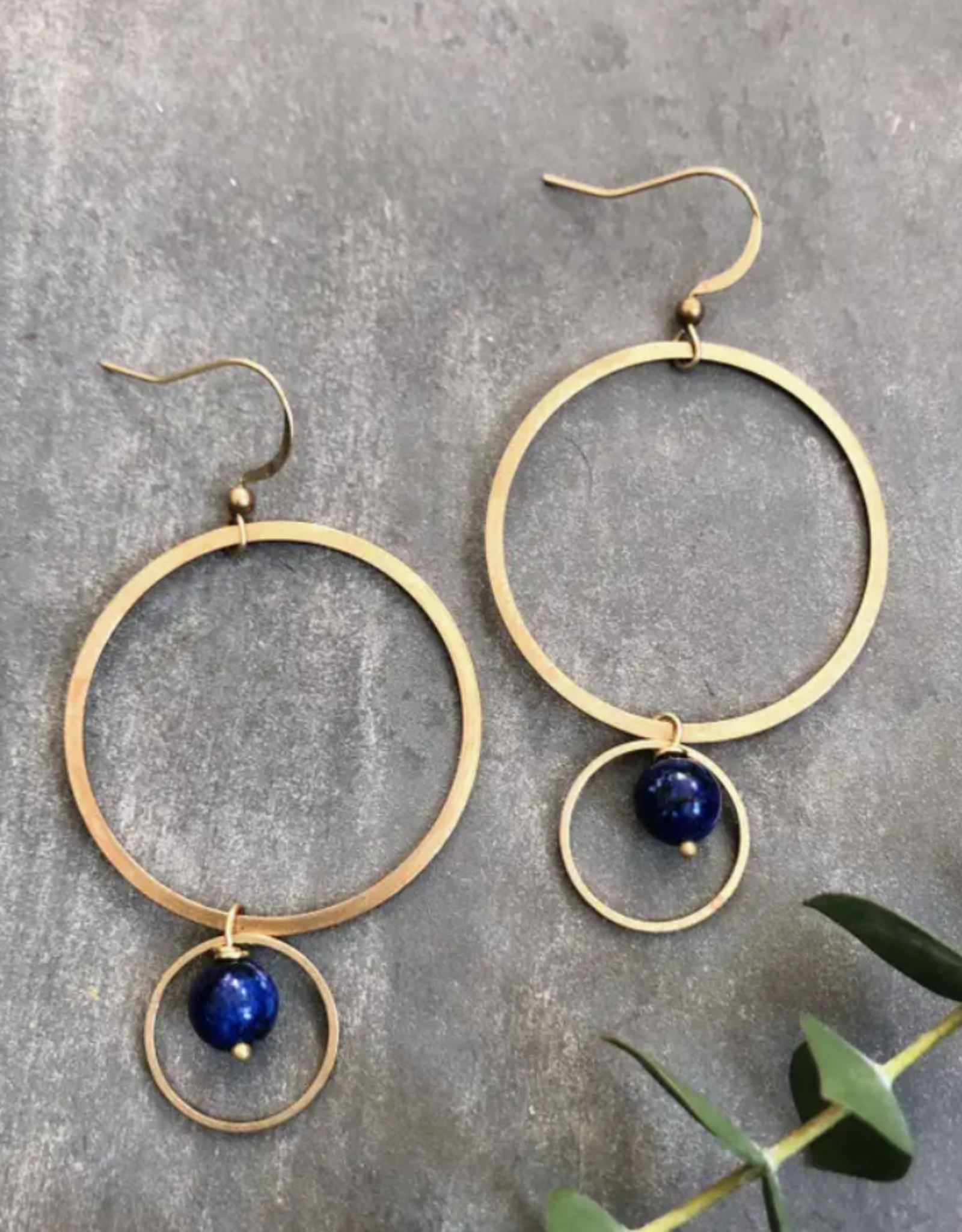 *Belmont Earrings - Lapis Lazuli & Brass