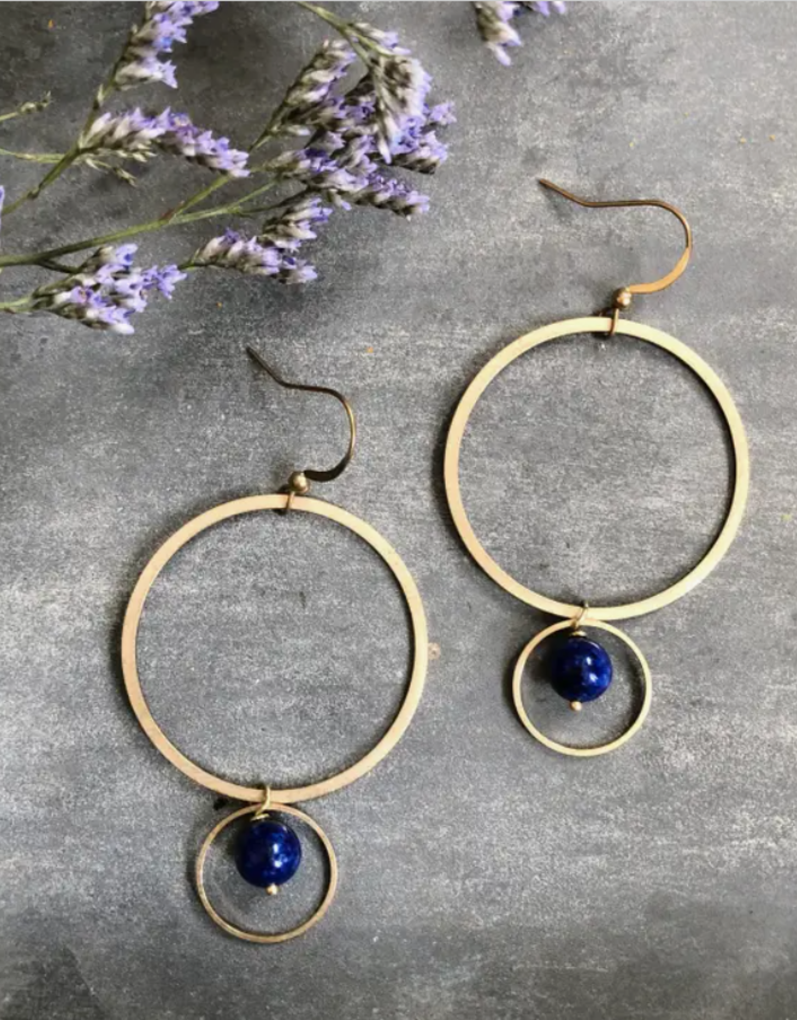 *Belmont Earrings - Lapis Lazuli & Brass
