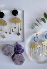 *Lindsay Earrings - Brass & Black Jasper