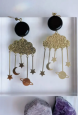 *Lindsay Earrings - Brass & Black Jasper