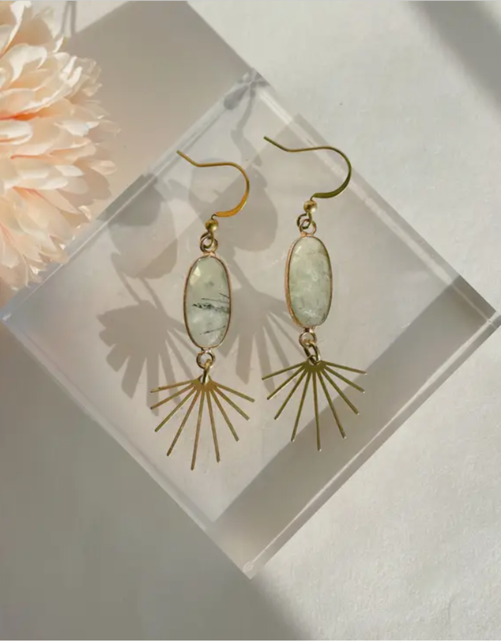 *Seneca Earrings - Gold Plated Prehnite & Brass