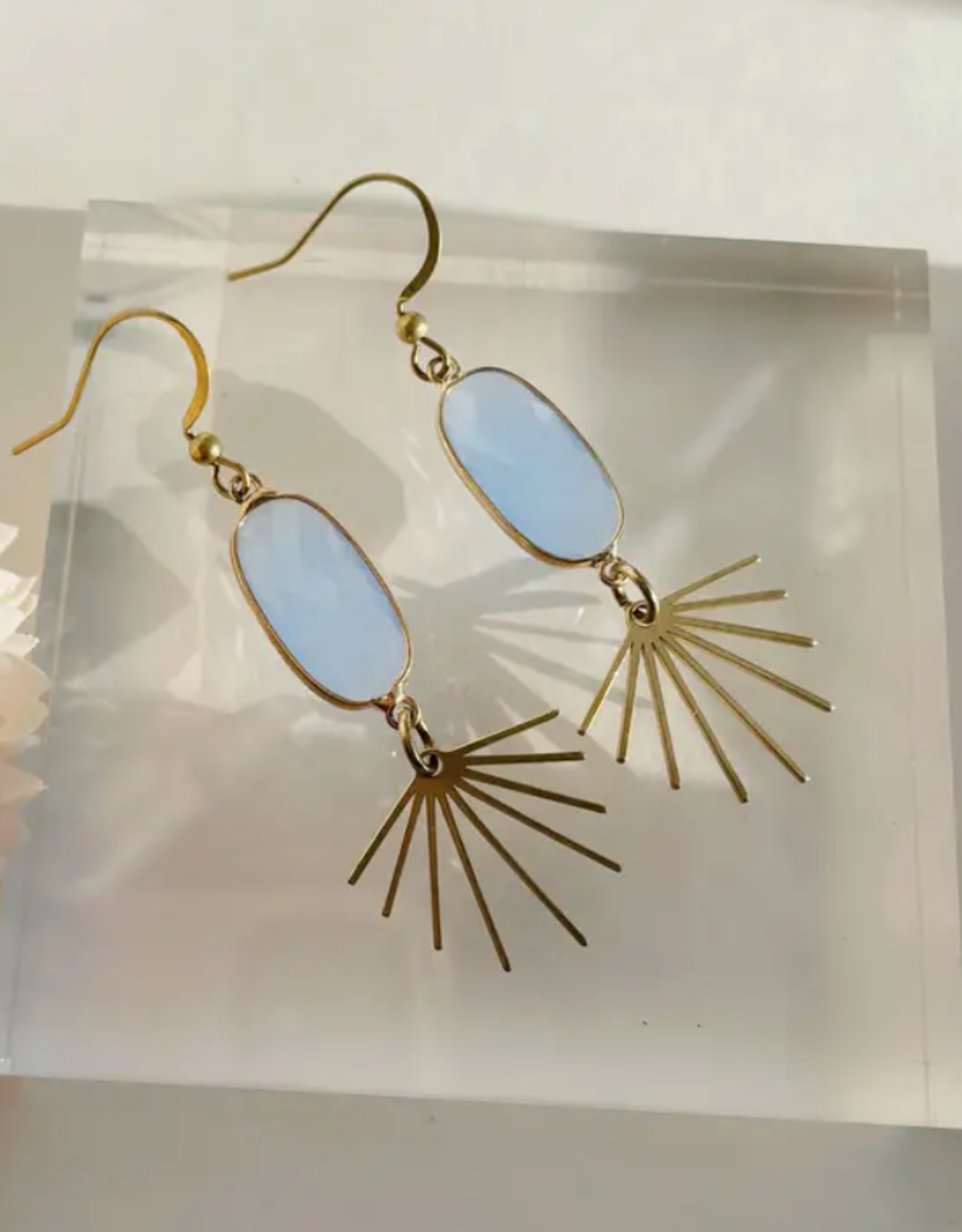 *Seneca Earrings - Gold Plated Chalcedony & Brass