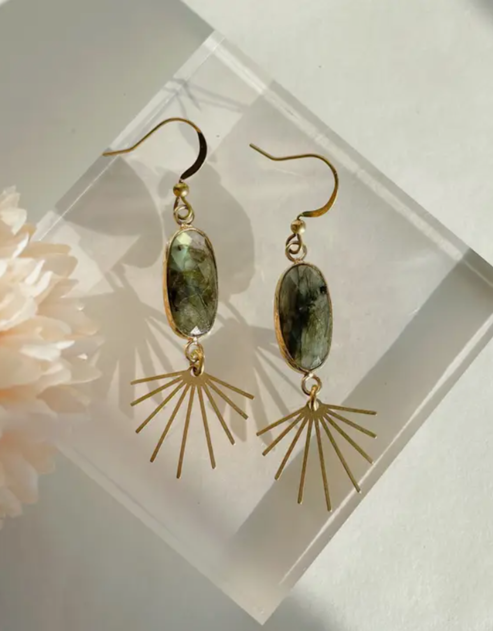 *Seneca Earrings - Gold Plated Labradorite & Brass