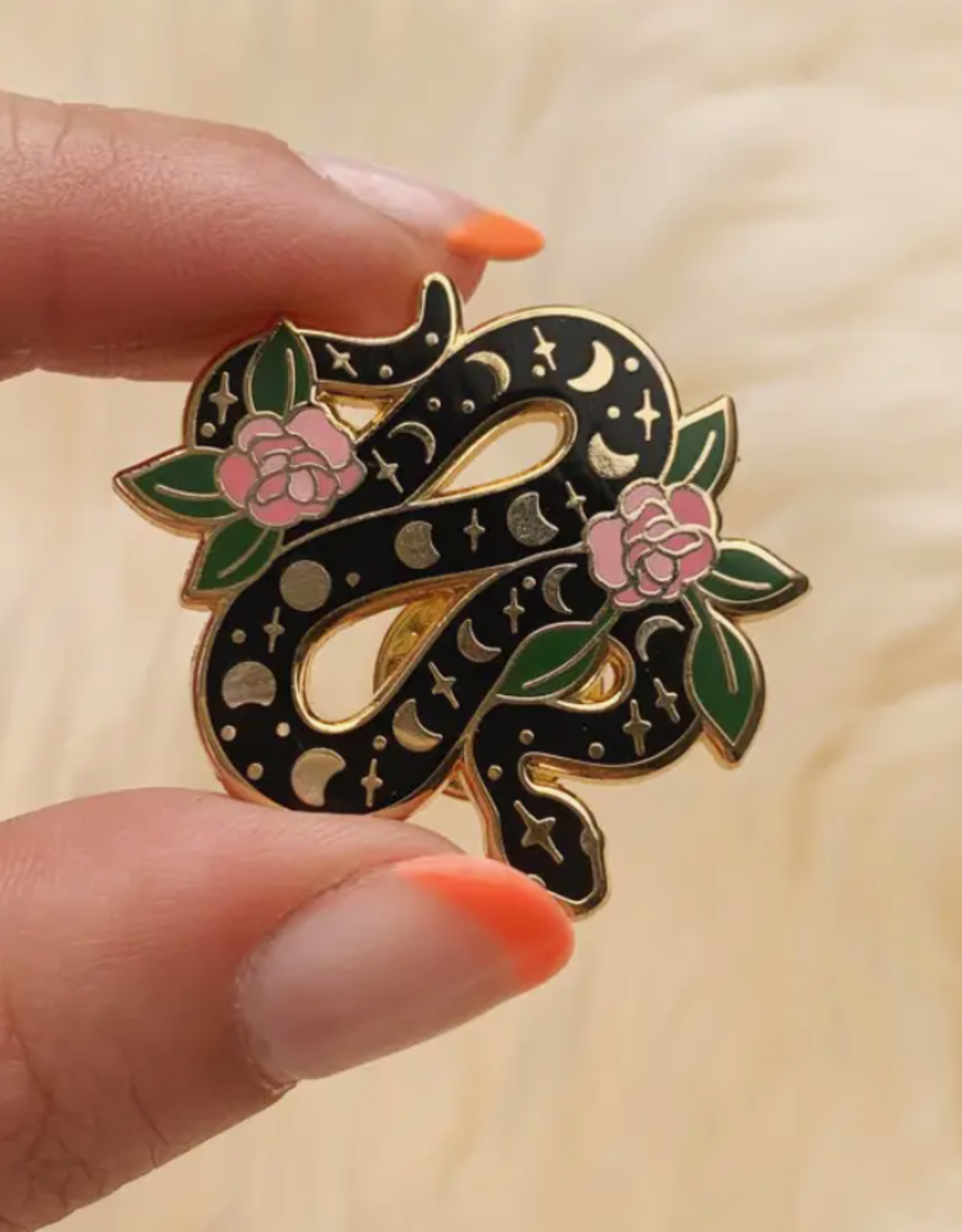 *Light Moon Phase Snake Pin