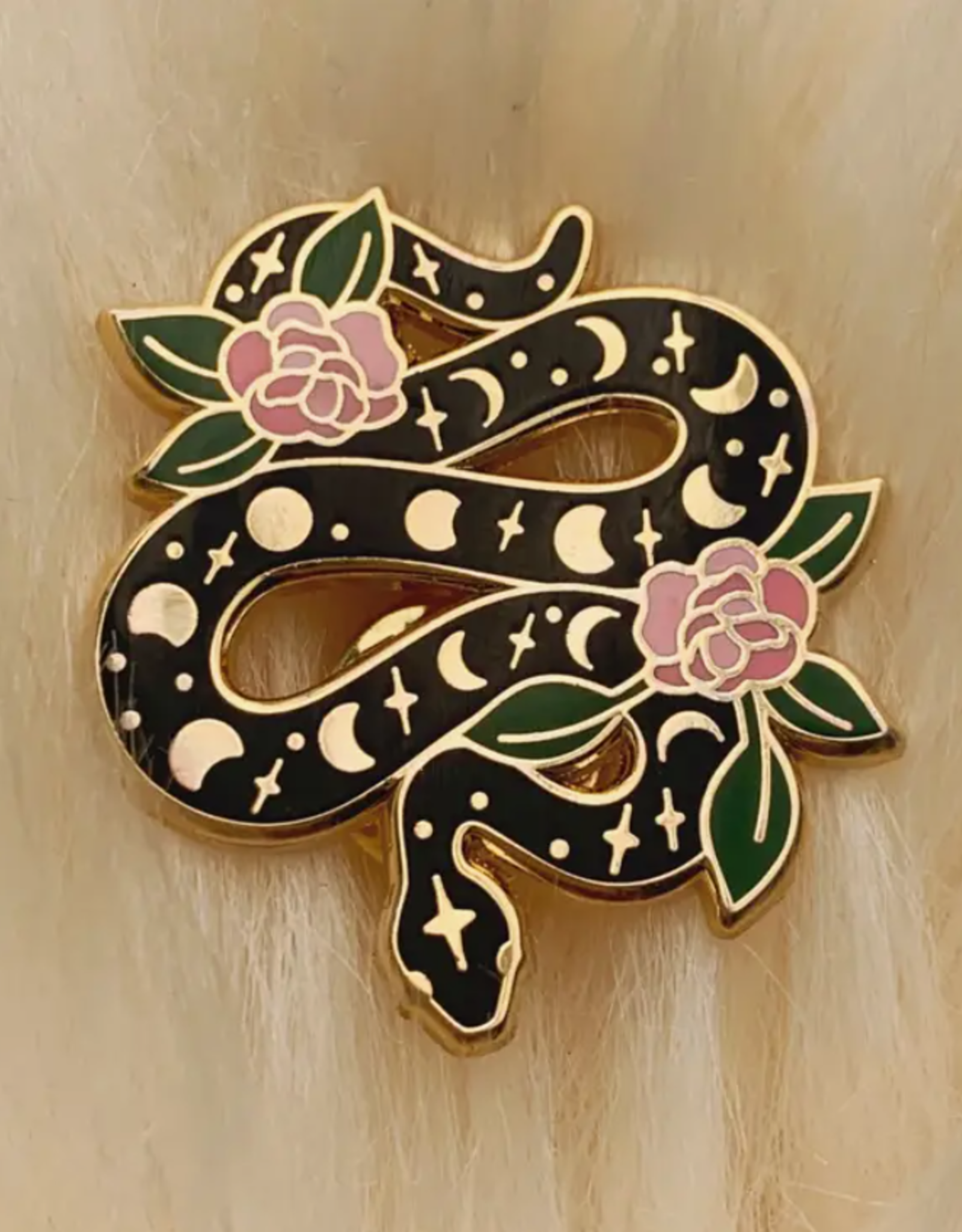 *Light Moon Phase Snake Pin