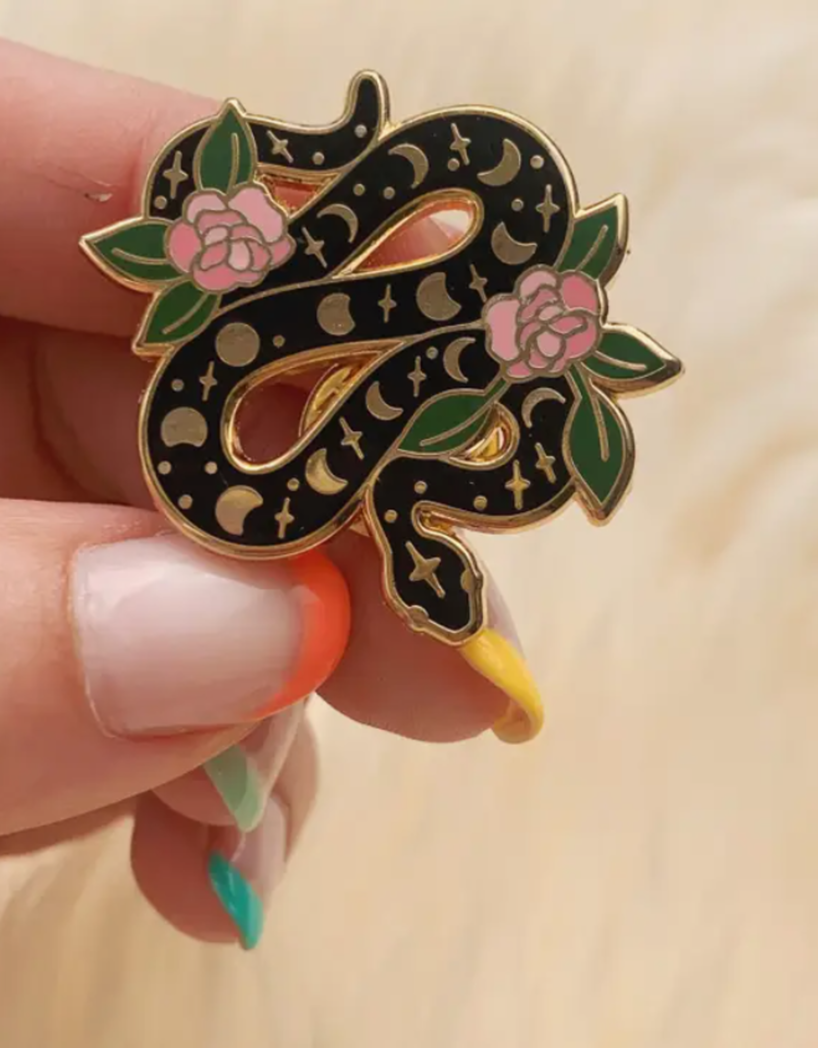 *Light Moon Phase Snake Pin