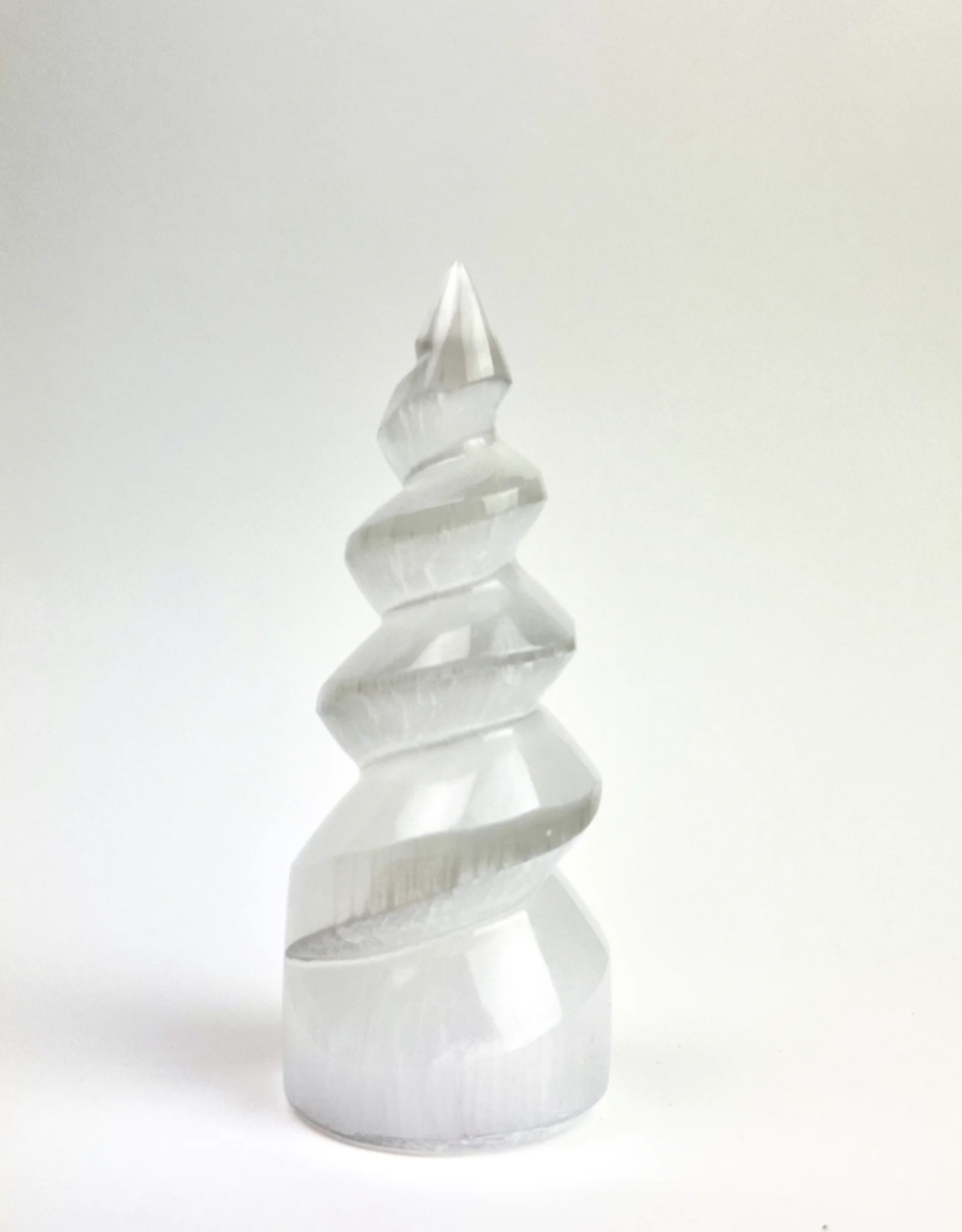 Selenite "Unicorn Horn" Standing Spiral Twist
