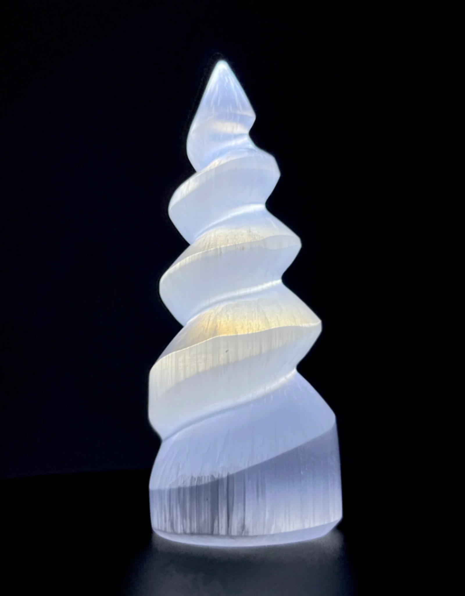 Selenite "Unicorn Horn" Standing Spiral Twist