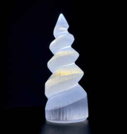 Selenite "Unicorn Horn" Standing Spiral Twist