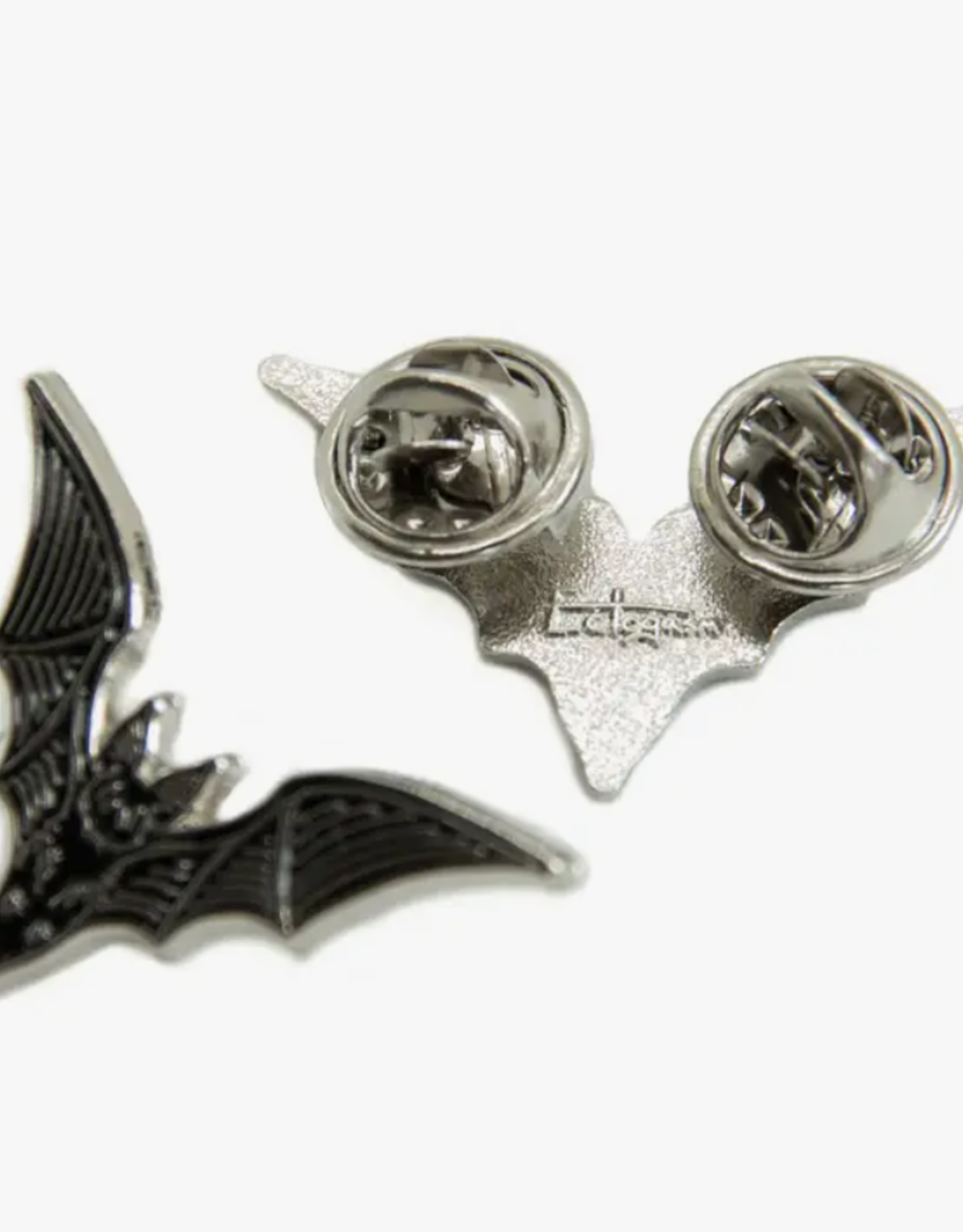 Bat Collar Point Enamel Pin Set of 2 - Black and Silver