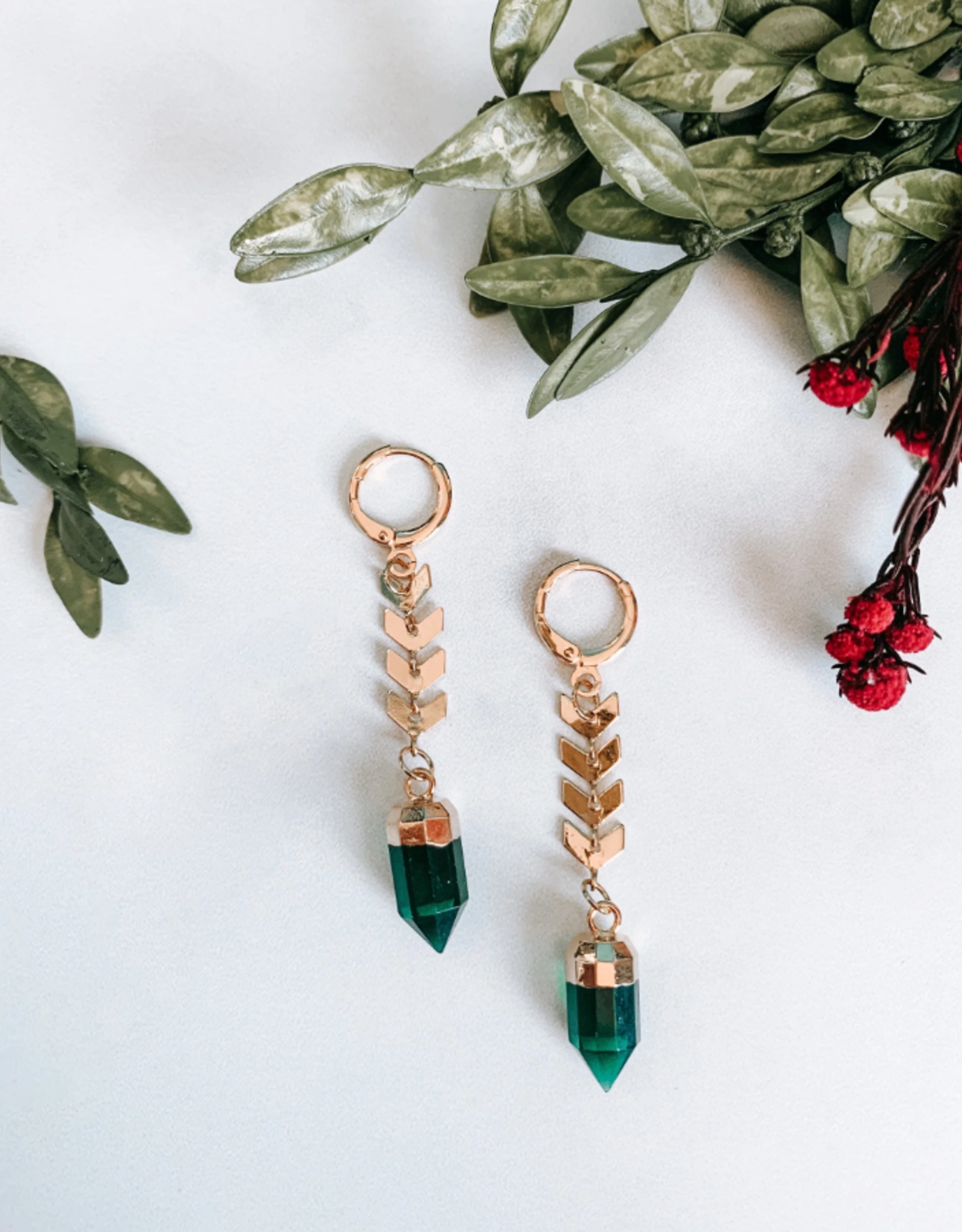 Pretty Eclectic Demeter - Emerald Earrings