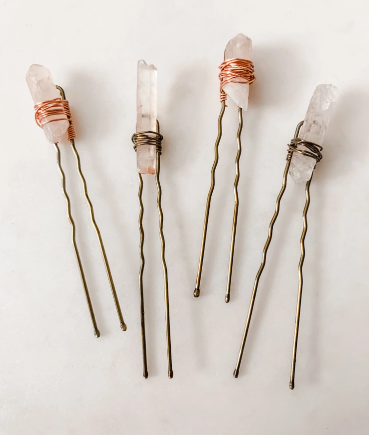 Rose Quartz Hair Pin Set Becca