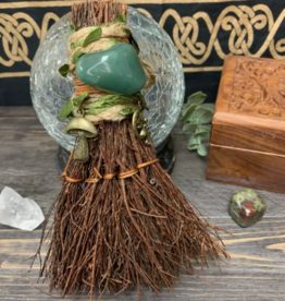 Cottagecore Witch's Besom, Witch Broom w/ Green Aventurine: Unscented